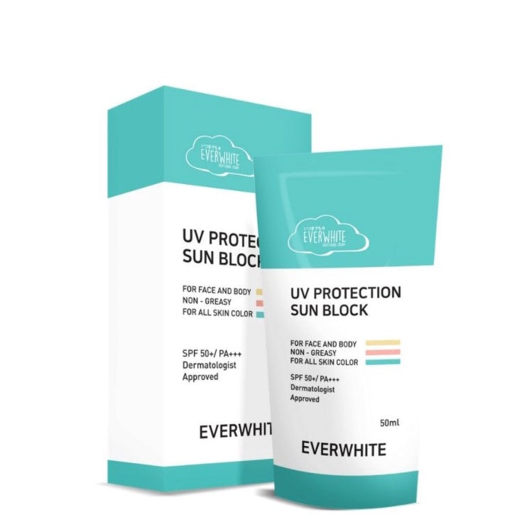 Everwhite UV Protection Sunscreen SPF 50+/PA+++ for Face and Body Non greasy for all skin color 50ML